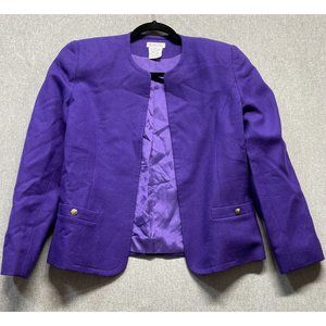Talbots Blazer Womens Size 8 Purple 100% Wool Lined Vintage Blazer (CA 23147)